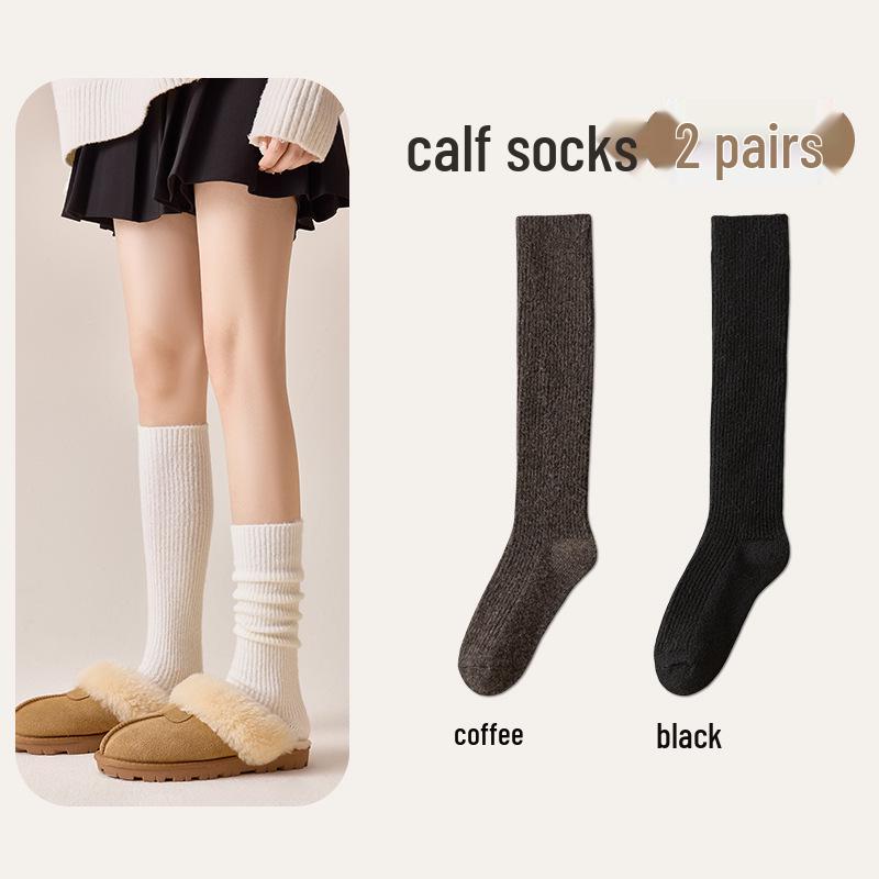 Wool Knee-High Socks for Women - Warm, Thick, Plus Velvet, Ideal for Fall & Winter