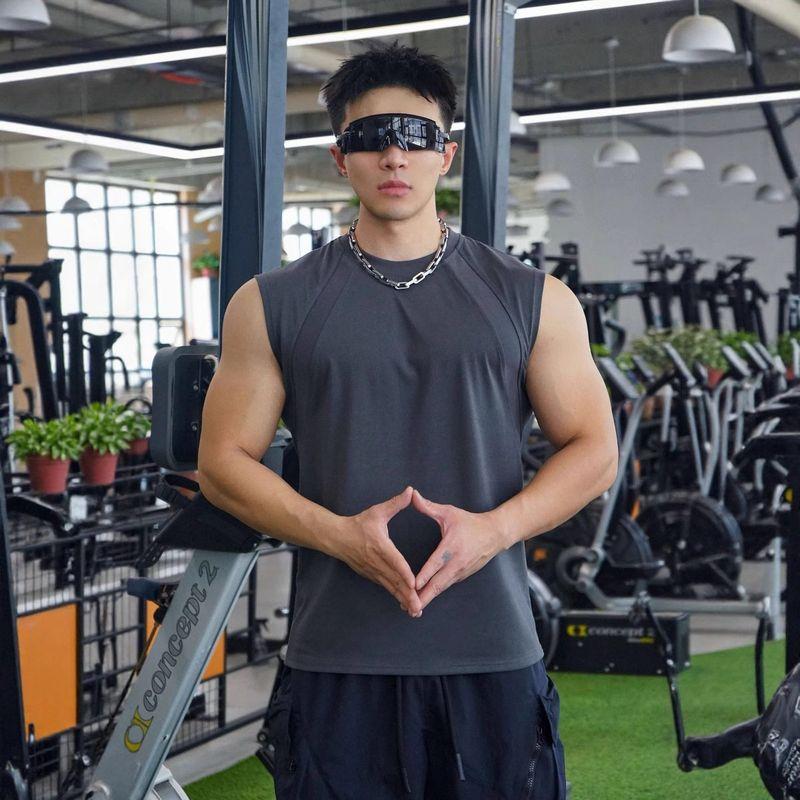 American Style New Men's Vest for Outdoor Running, Training, Sports, Fitness, Solona Cotton Breathable Solid Color Top