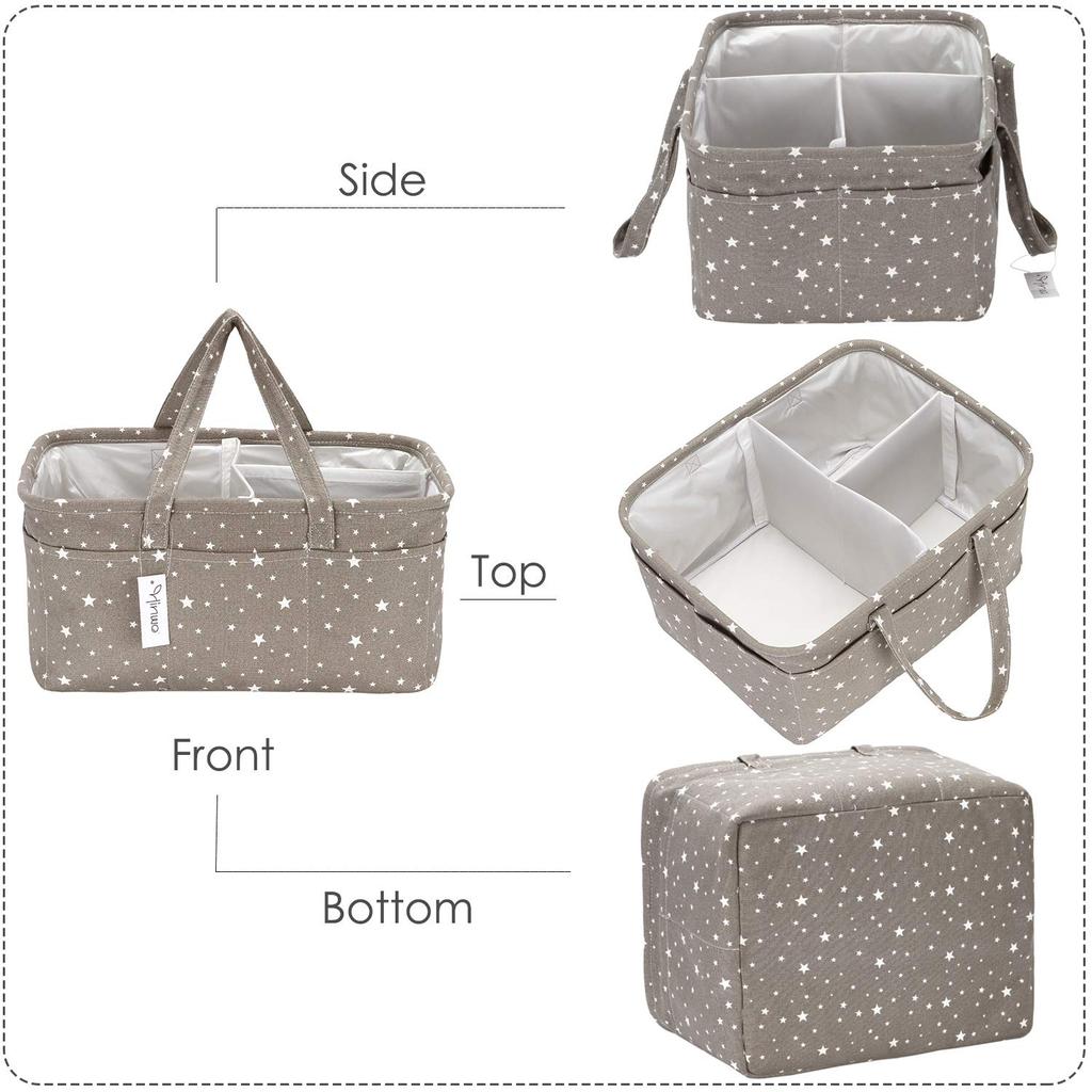 Hinwo Diaper Storage Diaper Baby Supplies Storage Baby Baby Gift Small Bag, Pouch, Case, Basket, Bag, Box, Foldable, Baby, Prep, (Gray, Star)