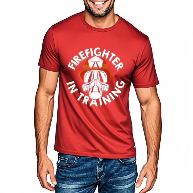 Adult Teenagers Crew Neck Tshirt Graphic Firefighter In Training Helmet Mask Design Trendy For Him Tee Shirt Oversized Tshirt
