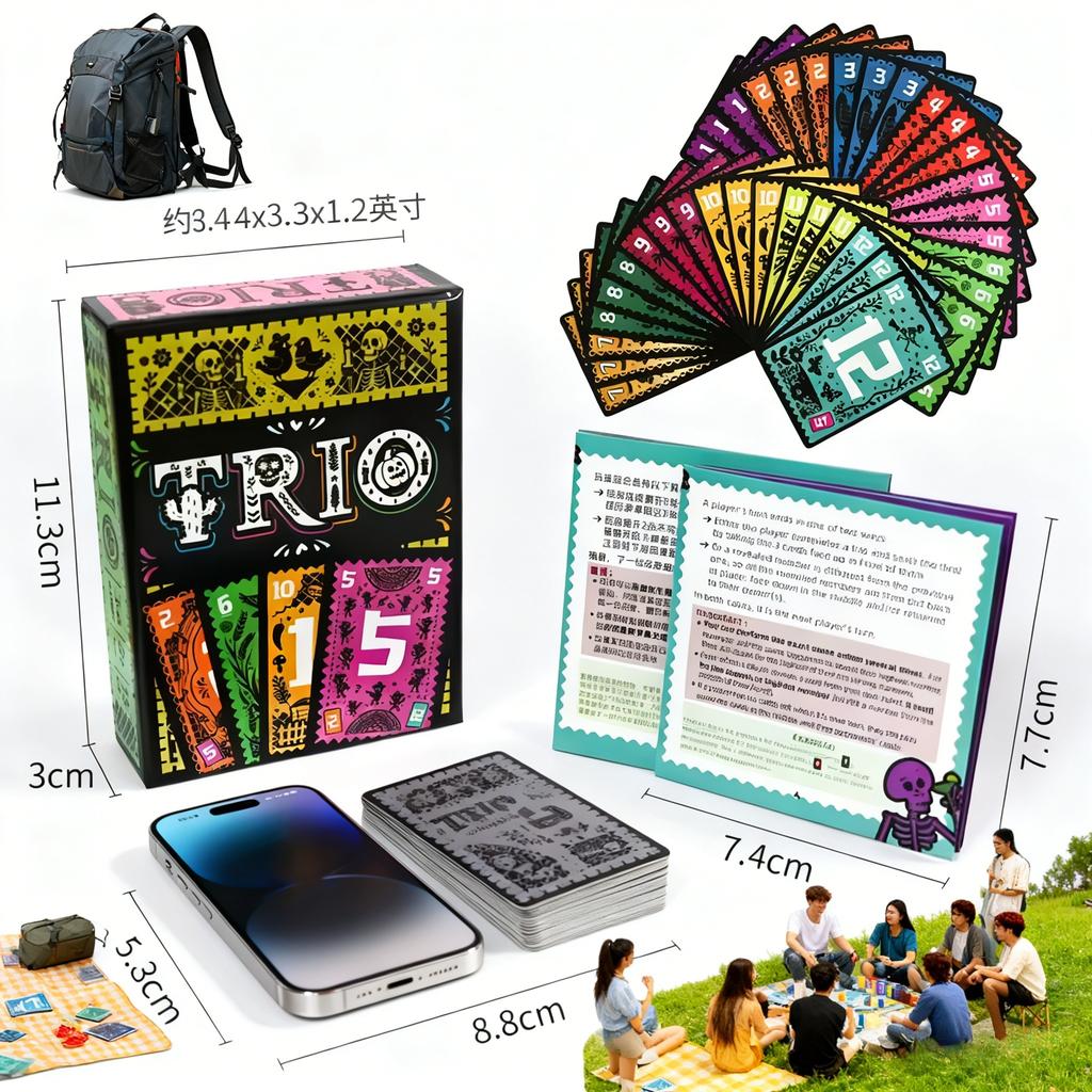 Trio Brain Training Card Game: Logic Matching Strategy Board Game For Kids & Adults, Educational Family Party Tabletop Toy