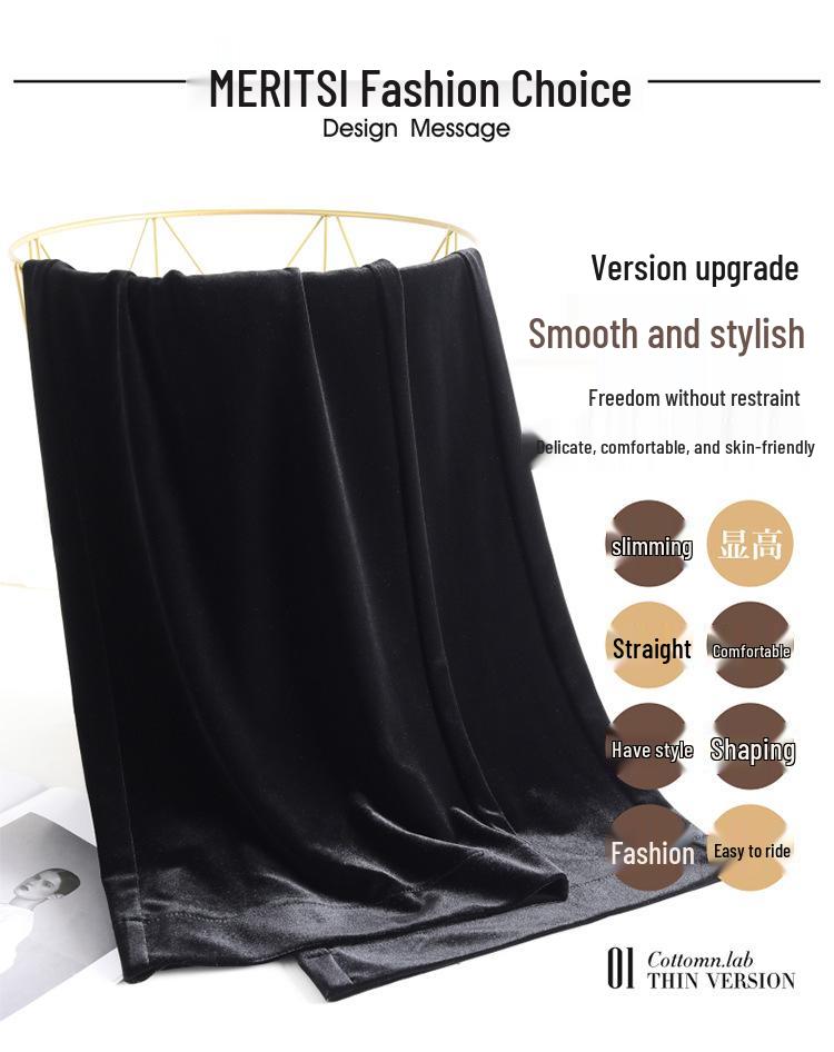 2025 High Waist Gold Velvet Wide-Leg Women's Pants, Slimming and Versatile for Autumn/Winter, Straight-Leg Floor-Length Drape Style.