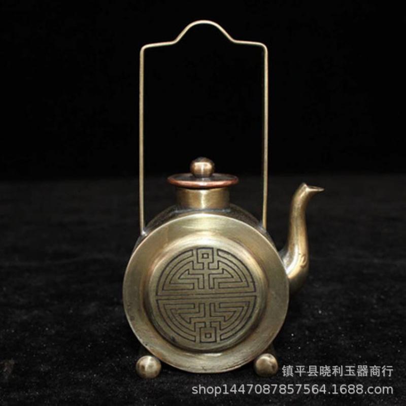 White Wine Pot Inkstone Drip Water Drop Ornament Seal Carving Child Landscape Painting Copper Antique Miscellaneous Items
