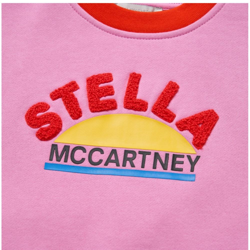 Stella Mccartney Tt4a20 Z0409 546 Round Logo Color Stripe Kids Sweatshirt