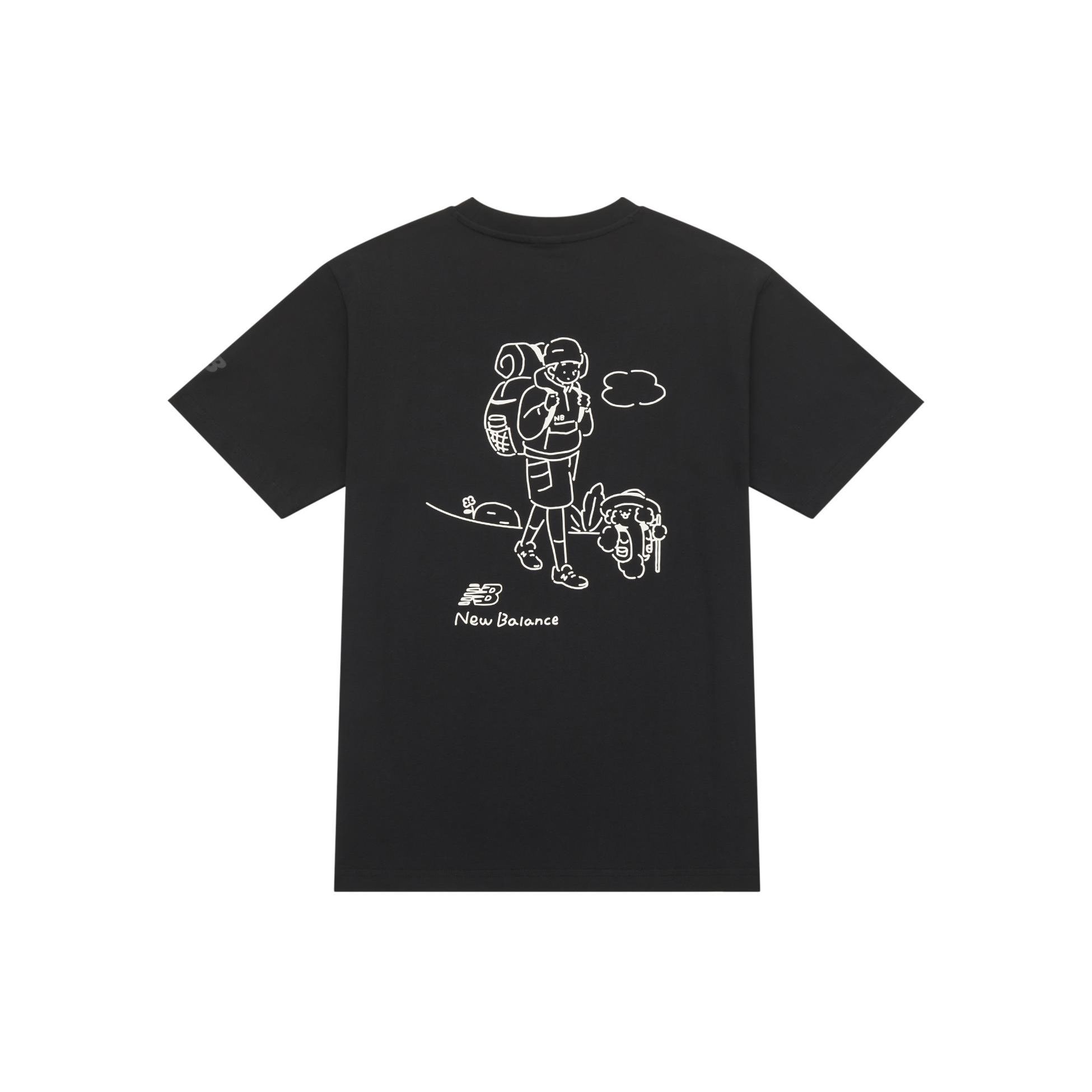 

New Balance Совместная дизайнерская футболка Centripetal Life Illustration Fun Sketch Spring Basic от X Tombonia Топы унисекс черного цвета AMT42339-BK