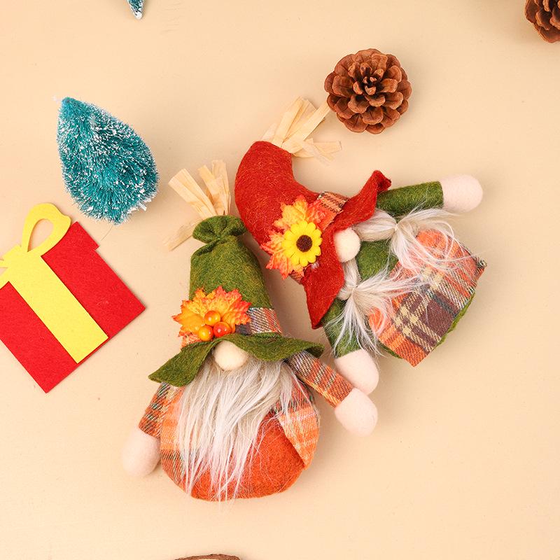 Thanksgiving Faceless Gnome Decor: Harvest Festival Dwarf Pendant
