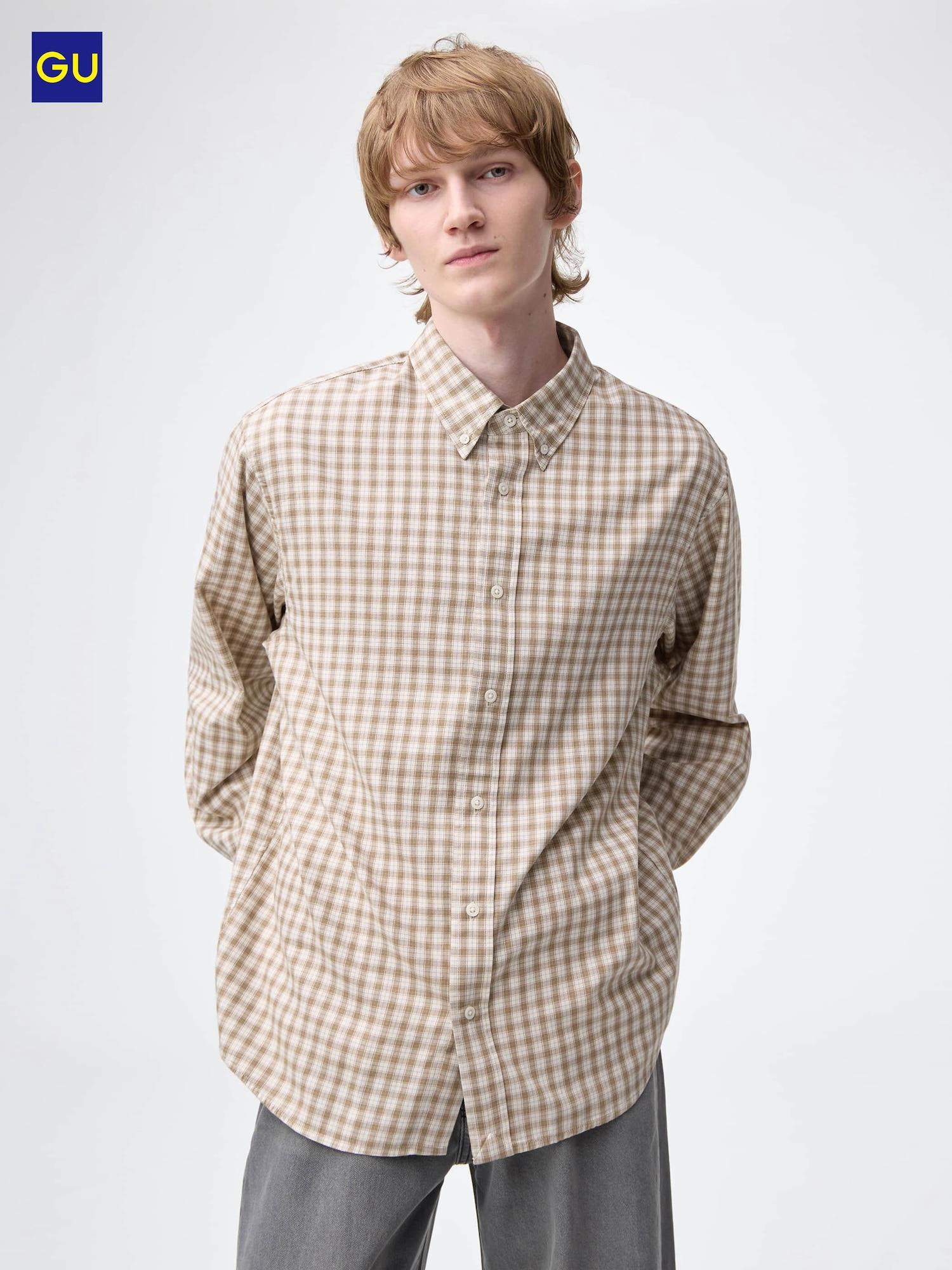 

Uniqlo Рубашка в клетку из хлопка Gu 32 BEIGE/UNISEX XL