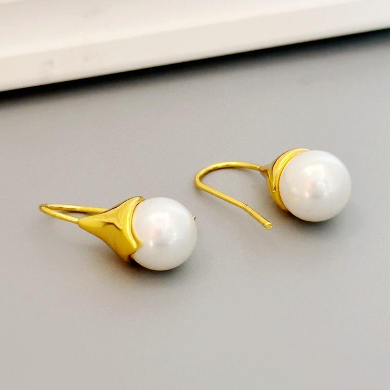 Manufacturer Supply Fashion Niche Design Ear Hook Women'S Simple Pearl Temperament Premium Earrings Spot