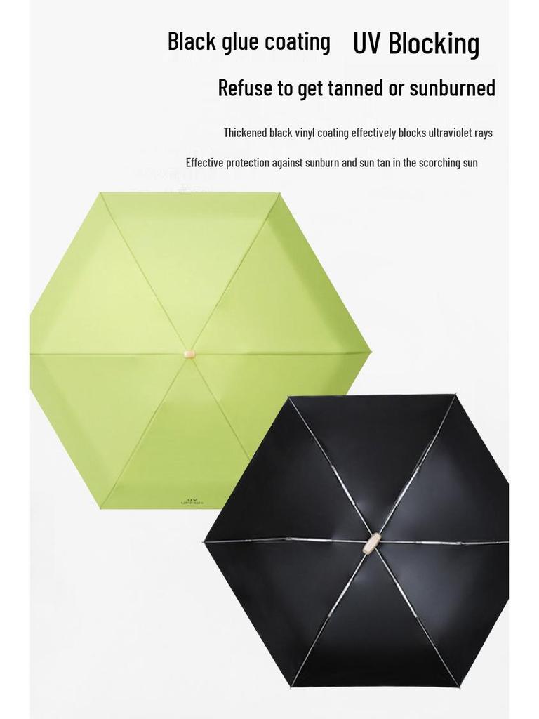 Mini Black UV-Blocking Pocket Umbrella: Sun & Rain Protection, Super Lightweight Parasol