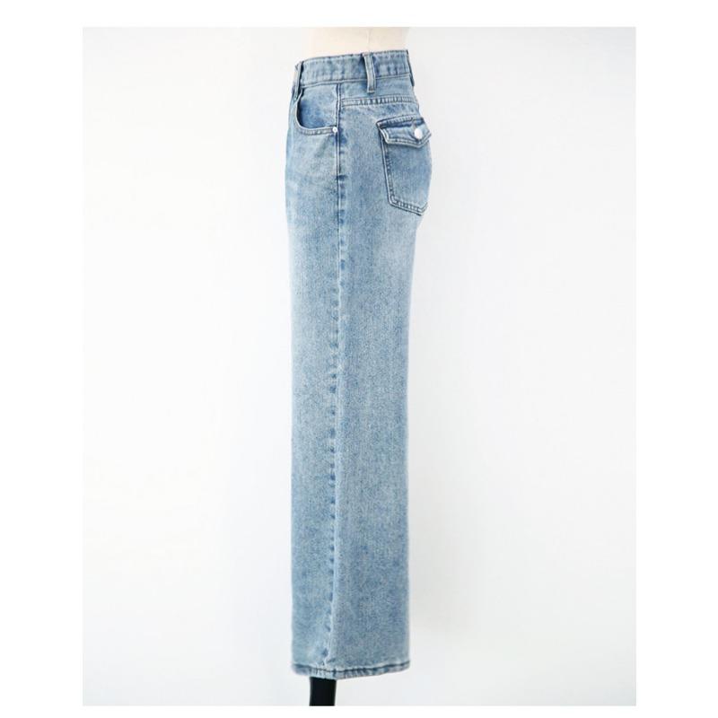 Women's Spring New Loose Casual Wide Leg Jeans Straight Leg Mop Pants