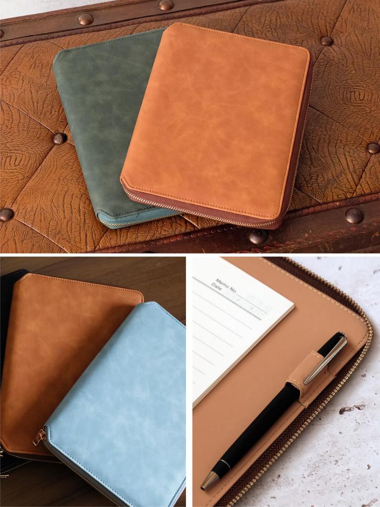 V.for.M System Planner, Zipper Organizer, Notebook, 6-Hole Ring, Memo Pad, Schedule Book, Planner Cover, Business Planner (A5 Size, Brown)