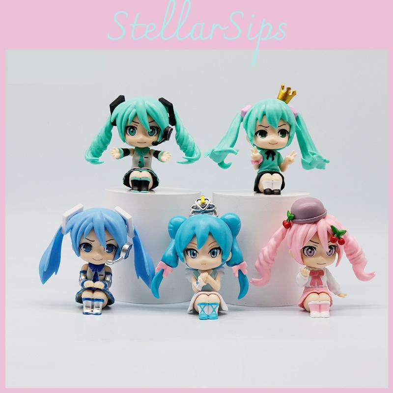 Sammlerstück Hatsune Miku Q Version Sitzende Figur 8,5 cm Niedliche PVC-Puppe