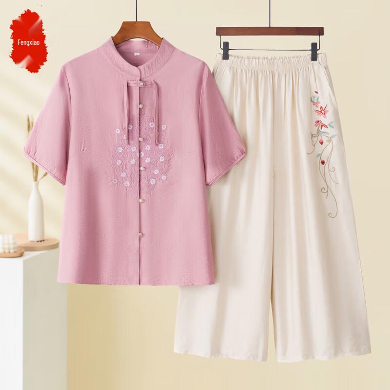

2025 New Chinese Style Summer Two-Piece Set for Middle-Aged Women 4XL