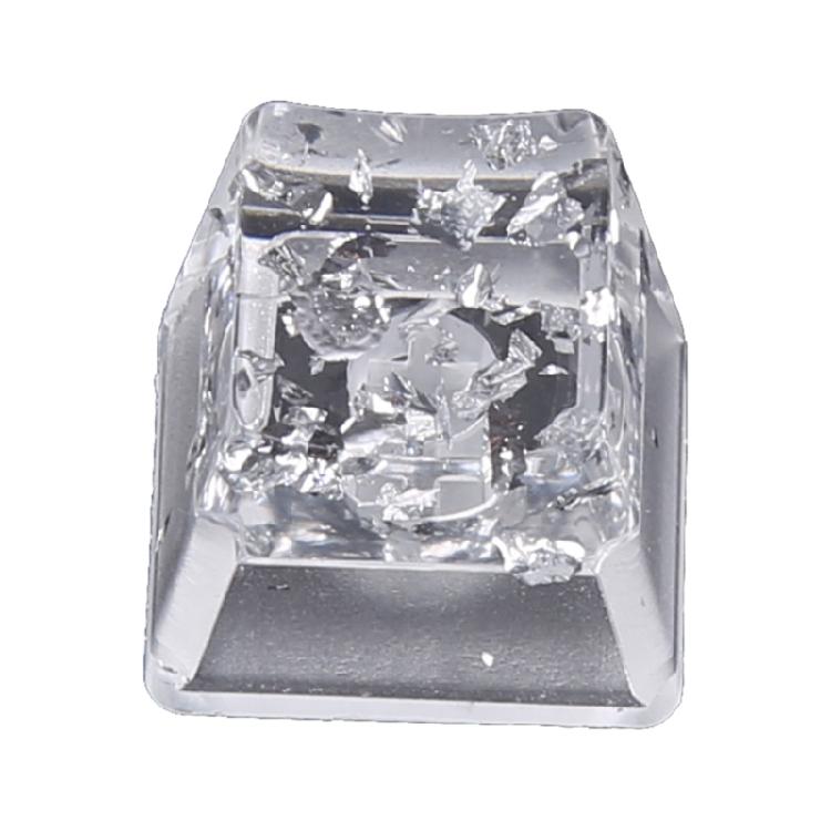 1PC DIY Resins Backlit Mechanical Keyboards Keycap OEM Profile R4s Transparents Silver Foil Keycap 1
