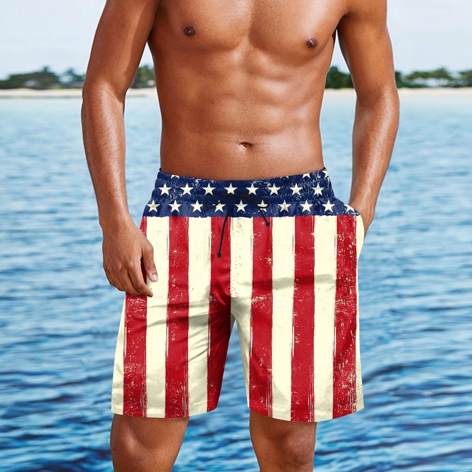 

Чоловічі повсякденні модні шорти з принтом до Дня незалежності. Чоловічі вільні дихаючі шорти з принтом XXL білий