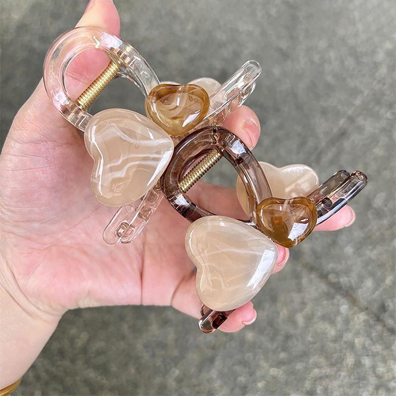 Geleefarben Herzform Haarspangen Haarklammern Haarkrebs für Frauen Mädchen Süße Transparente Plastik Haaraccessoires Zarte Haarnadel