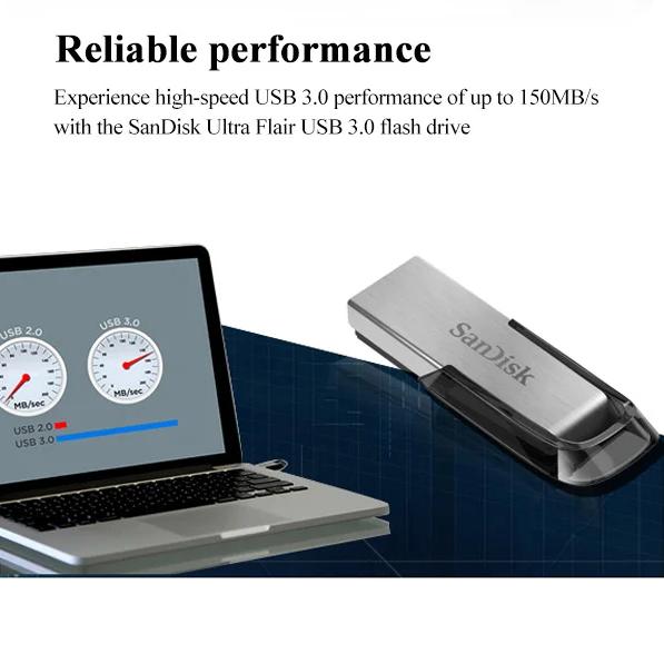 SanDisk 128GB USB 3.0 Flash Drive Read up to 150MB/s Ultra Flair USB 3.0 Pendrive 32GB 64GB 256GB 512GB USB flash Original Memory stick U Disk CZ73