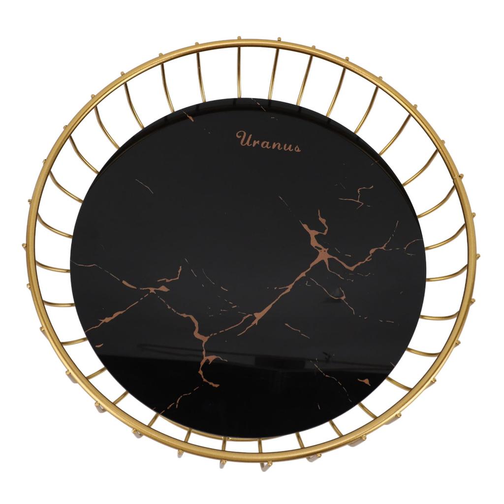 Round Fruit Basket Large Capacity Hollow Metal Fruit Bowl Stand for Dessert Snacks Bread L Black