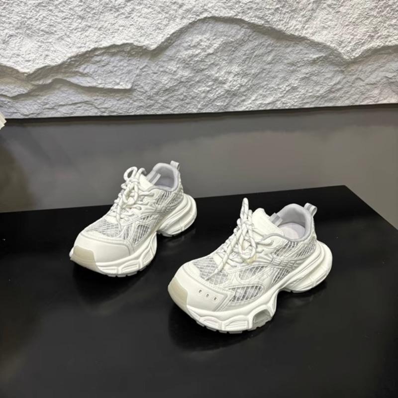 Leather thick-soled thin-mesh dad shoes women's summer new European version mesh yarn breathable and versatile casual sports shoes tide