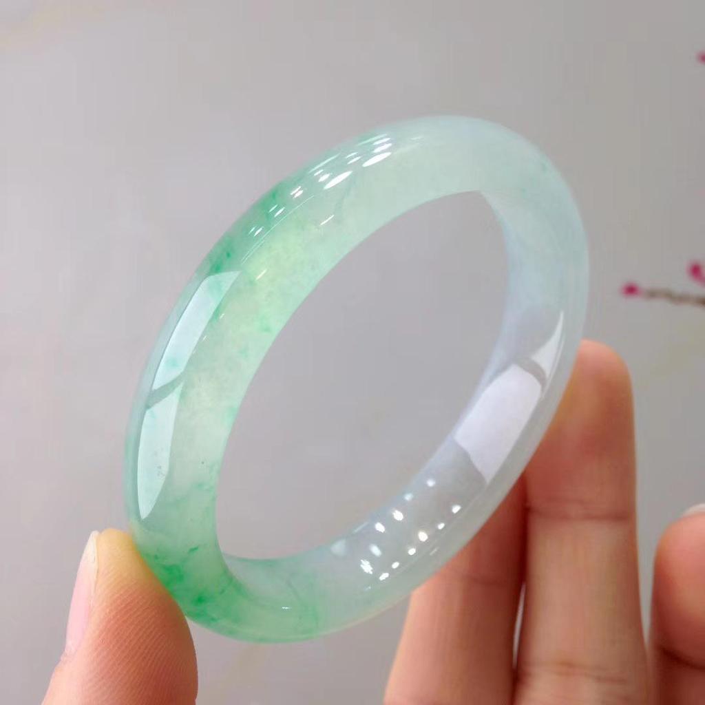 Myanmar Jade Bracelet: Old Pit Ice Seed Style, Zheng Yang Green Floral Design, Women's Concubine Bracelet.