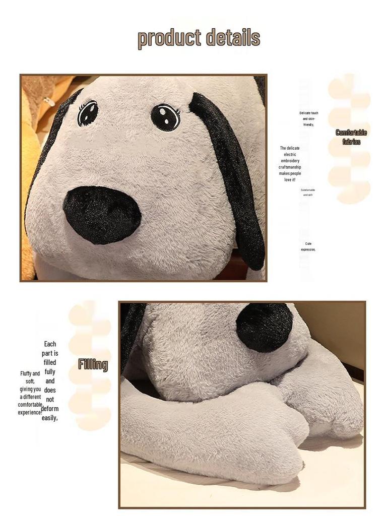 Large Plush Dog Pillow - Super Soft Unisex Hugging Doll for Bedtime
