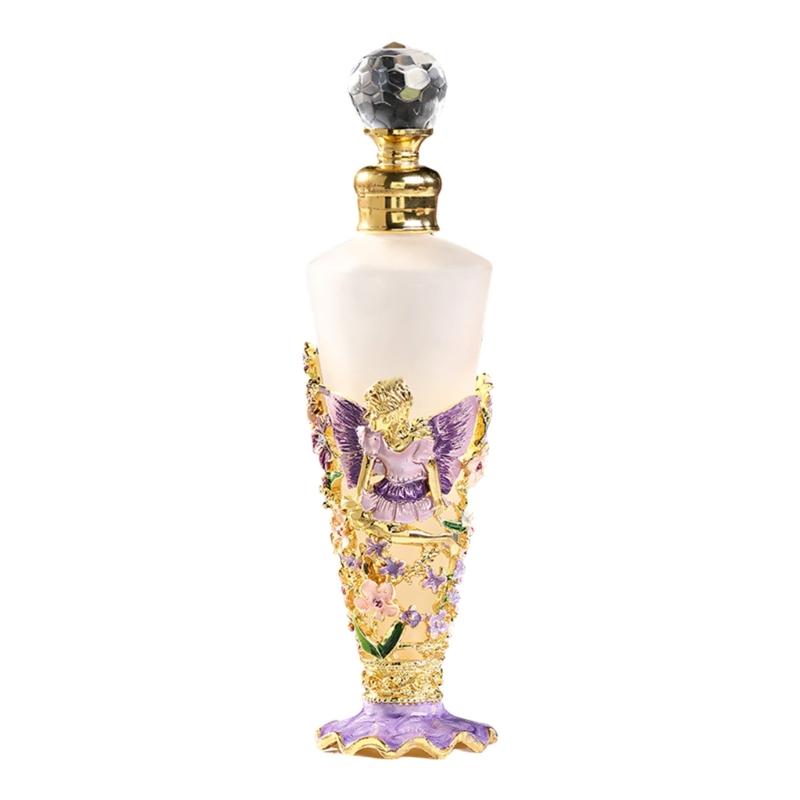Artistic Conical Shape 25ml Empty Perfume Bottle Glass And Zinc Alloys Featuring Enamel Design