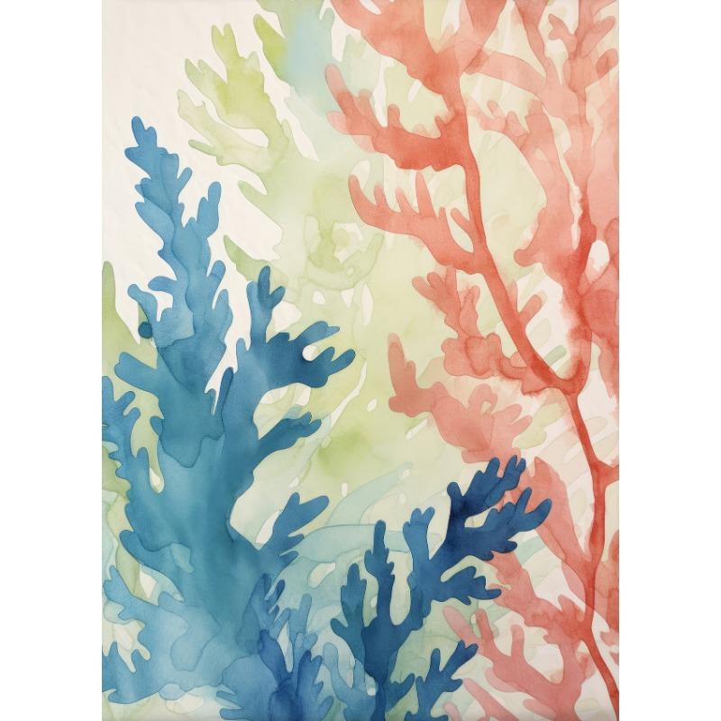 Blue Green Orange Seaweed and Corals Posters Prints Canvas Printing Modern Wall Art Picture for Living Room Home Decoration