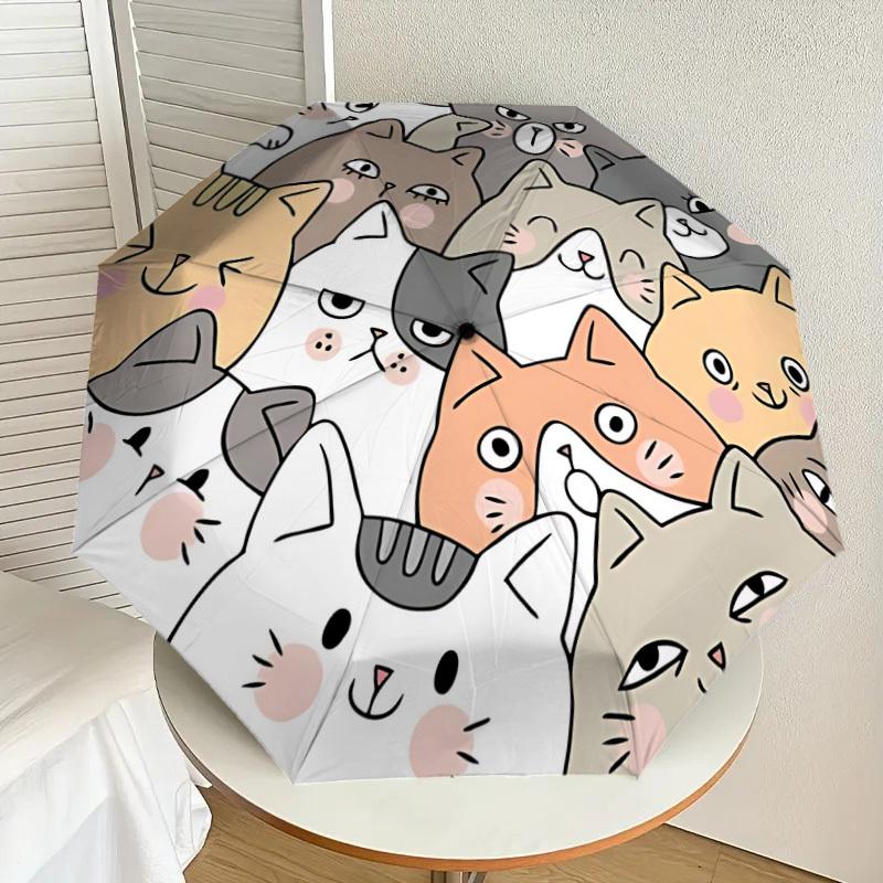 1pc Cartoon Cats Automatic Open/Close Umbrella, Folding Compact Umbrella with Lightweight Design for Women/Menyy251028187