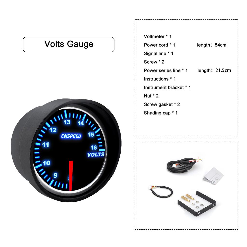 Universal 2" 52mm 10 Color Turbo Boost Gauge LED 12V Racing RPM Tachometer Water Oil Temperature Meter Red Pointer With Sensor