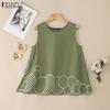 ZANZEA Women Summer Round Neck Casual Sleeveless Tank Tops