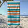 Abstraktes Ozean- & Aquarellstreifen-Strandtuch, Weich, Langlebig, Schnelltrocknend, Ideal Für Sommerstrand, Schwimmen & Camping