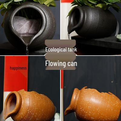 Filtru pentru Acvariu Ceramic Ecologic cu Cascadă și Ornament de Grădină