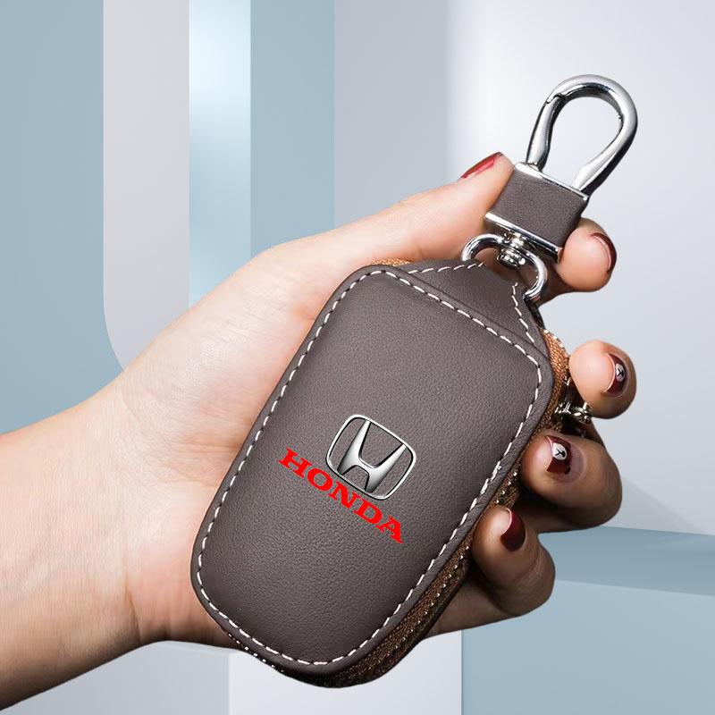 VJA3  Leather Car Key Cover for Honda Civci FIT CRV Accord Jazz HRV Dio Prelude Odyssey City Pilot Key Holder Remote Case Keychain
