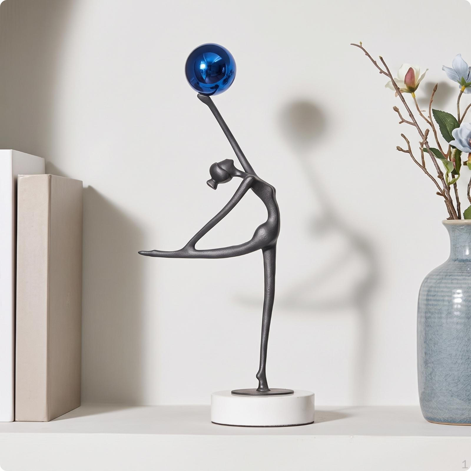 Ballet Dancer Figurine with Base Abstract Ballerina Sculpture Marble Modern