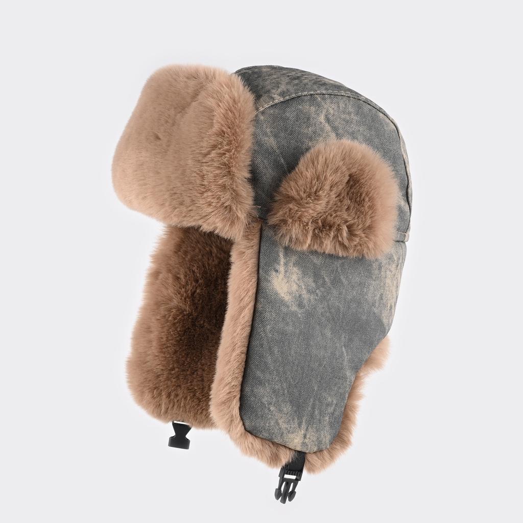 Retro Old Hat Men's Winter Velvet Thickened Warm Ear Protection Cotton Hat Outdoor Cycling Cold Hat Women