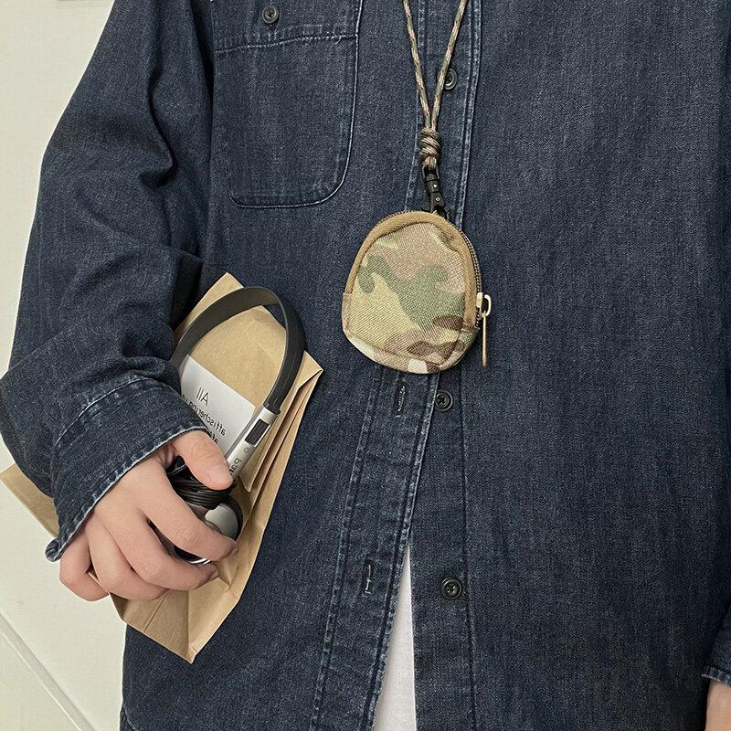 Originální japonská ležérní plátěná mini peněženka na mince na krk se zipem, pouzdro na Bluetooth sluchátka, pánská a dámská ins klíčenka, malá taštička se šňůrkou