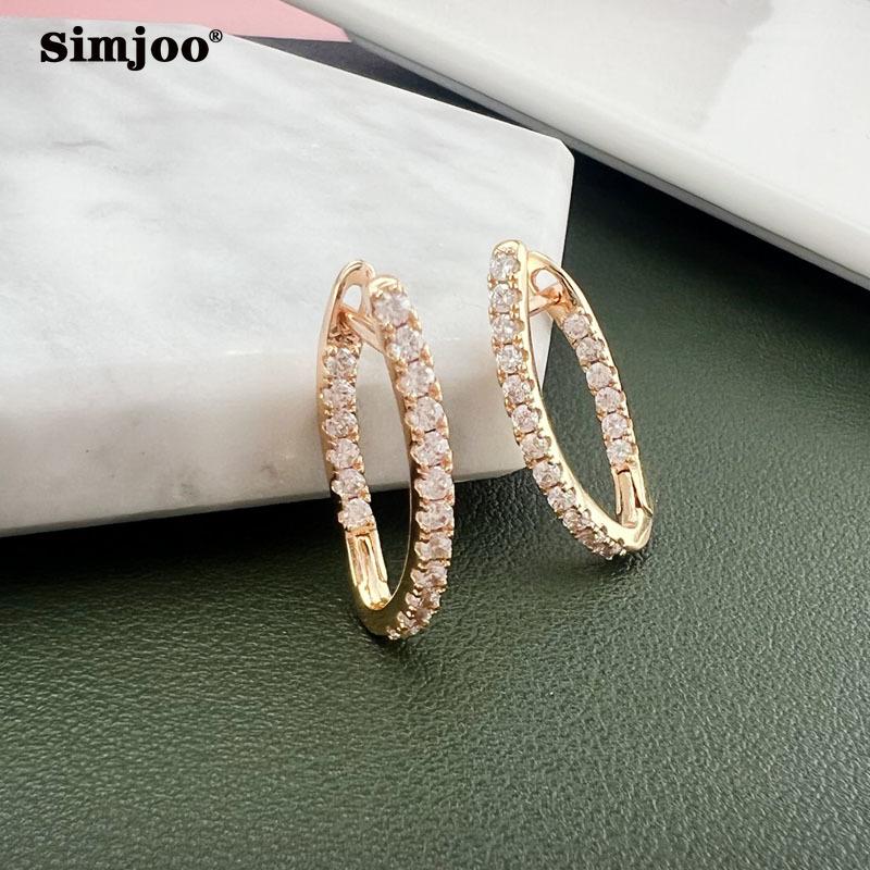 SIMJOO Rose Gold Ladies Earrings Cool Wind Fashion Irregular Zircon Earrings