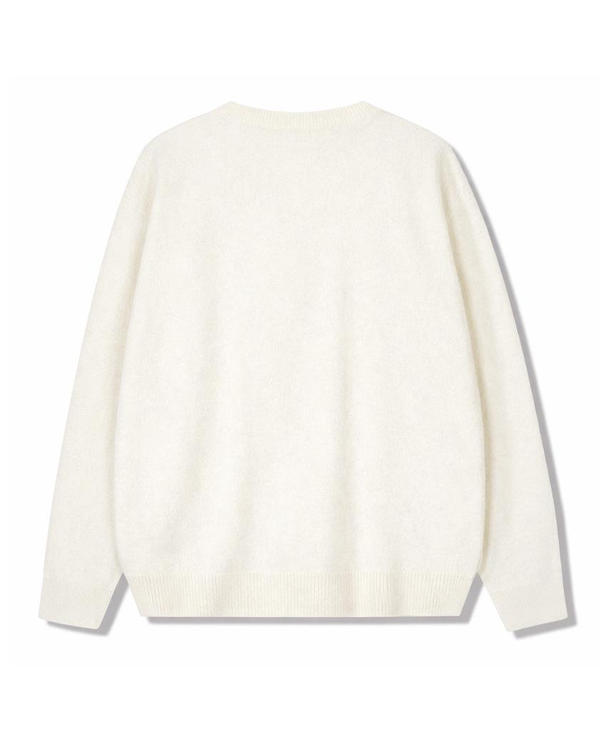 POLYGRAM Soft Wool Blend Henley Neck Knit - Ivory