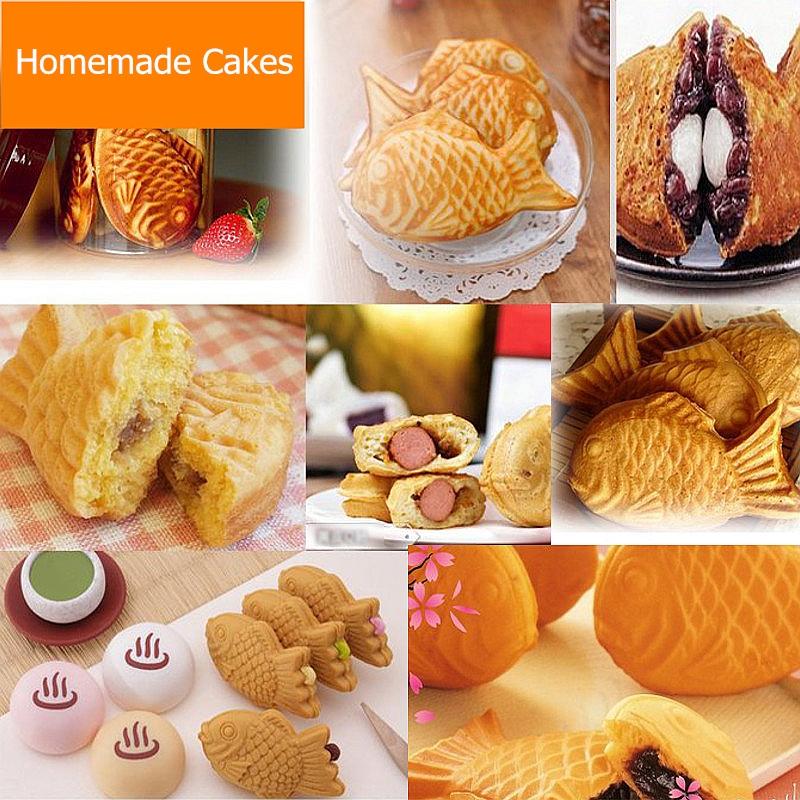 Taiyaki giapponese antiaderente a forma di pesce Bakeware Waffle Pan Maker 2 stampi Strumenti per la cottura della torta