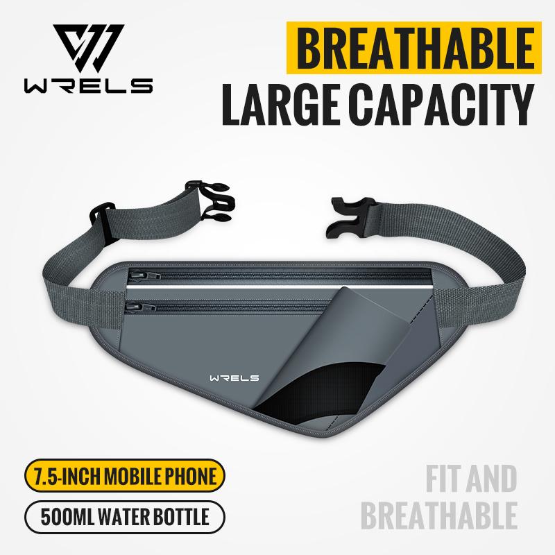 

WRELS Adjustable Running Belt with Water Bottle Holder Reflective Hydration Waist Pack for Hiking Jogging Unisex сірий колір