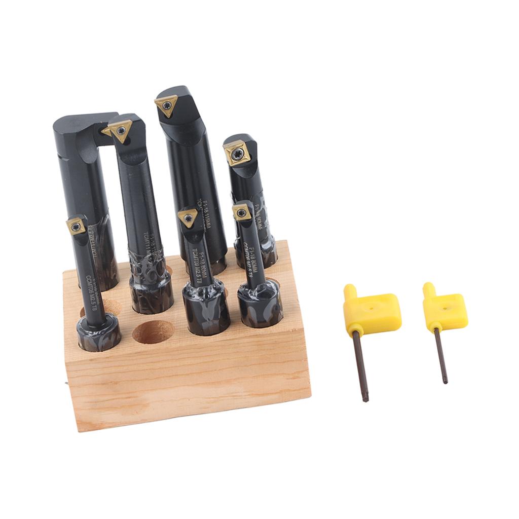 Set 7 buc. unealtă de alezat coadă cilindrică 18mm indexabilă carbură cimentată suport bară de strunjire F1?18