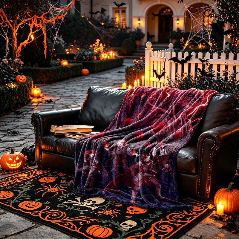 Demon Horror Scene Blanket, Valentine's Day, Halloween Festival Gift Blankets, Home Blanket for Bed and Couch Use