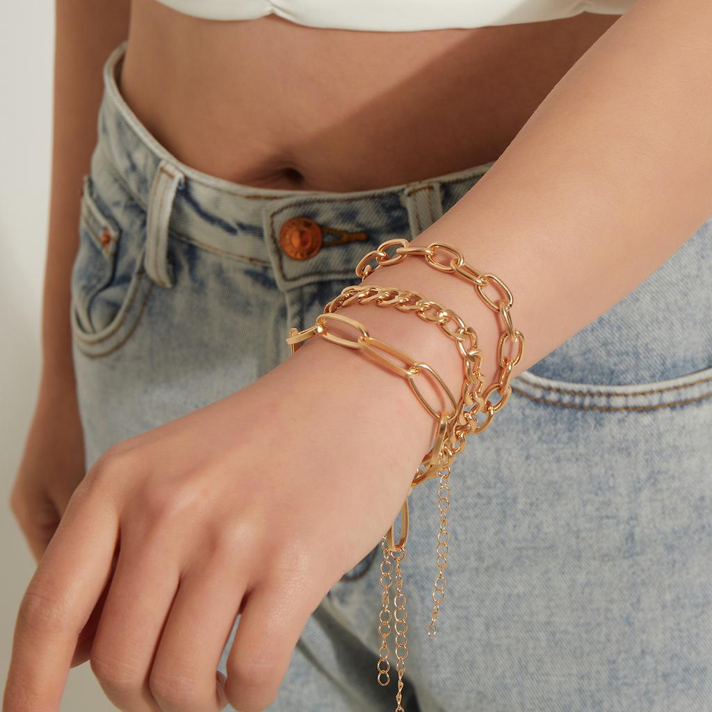 Fashion personality bamboo thick chain metal bracelet female, trend temperament multi-layer