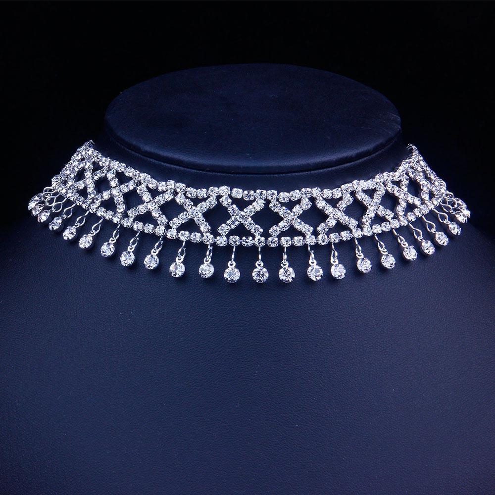 Accessories Rhinestone Neck Chain, Necklace Choker Hanging Necklace Bohemian Tassel Collarbone Chain