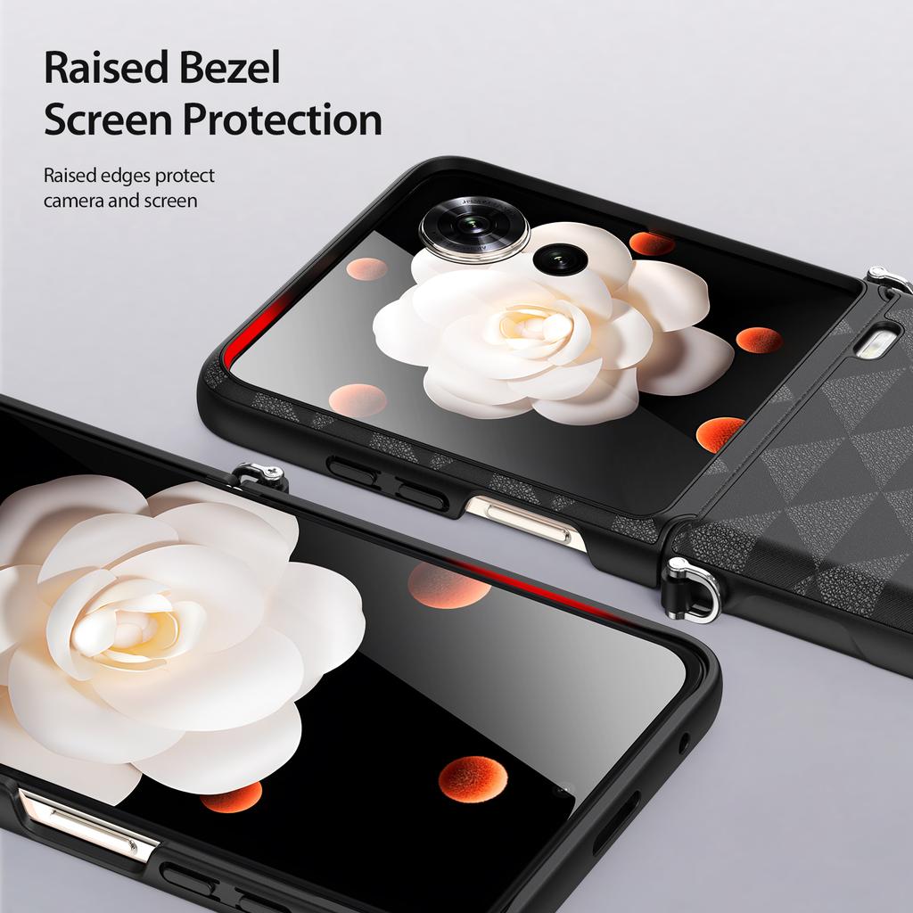 DUX DUCIS Fitt Series for Honor Magic V Flip 5G Case Rhombus Leather+TPU Phone Cover