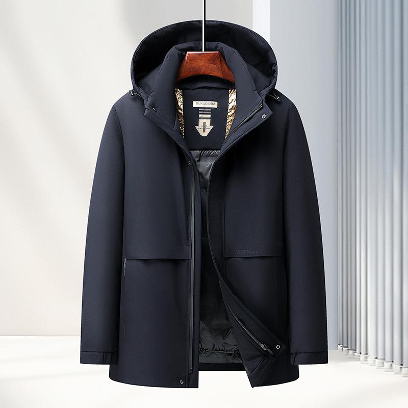 Middle-aged and Elderly Down Jacket for Men's Short Style Can Be Removed and Thickened and Warm. Daddy's White Duck Down Jacket