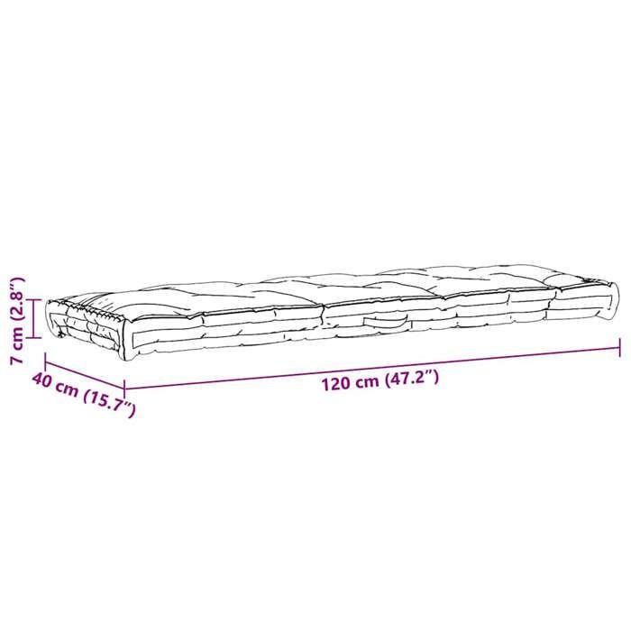 VidaXL Coussin de plancher de palette Coton 120x40x7 cm Gris