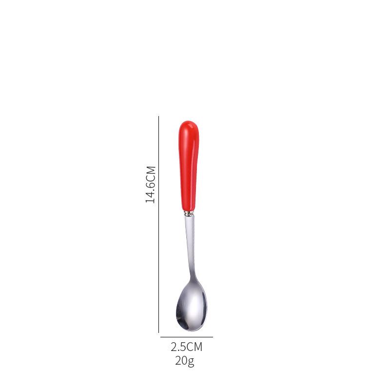 Dessert Espresso Ceramic Handle Stainless Steel Teaspoon Stirrer Coffee Spoons Stirring Tool