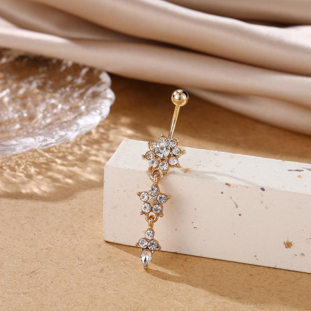 ZAKOL Flower 1 Pc Metal Crystal Zircon Belly Button Rings Piercing Women Navel Fashion Body Jewelries Gifts