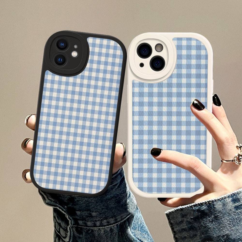 Simple Chic Lattice Pattern Phone Cover For IPhone 11 12 13 14 15 16 Pro Max Mini Plus Soft Leather Case